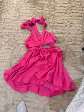 DO+BE Fuchsia Ruffled Tie-Front Mini Dress